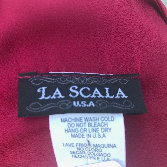 Burgundy Red Semi-Sheer V-Neck Pleated Tunic Top - Picture 6 of 6